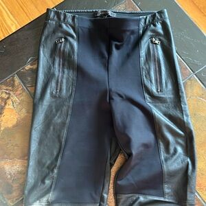 BCBG leather legging black with zippers in the front, never worn